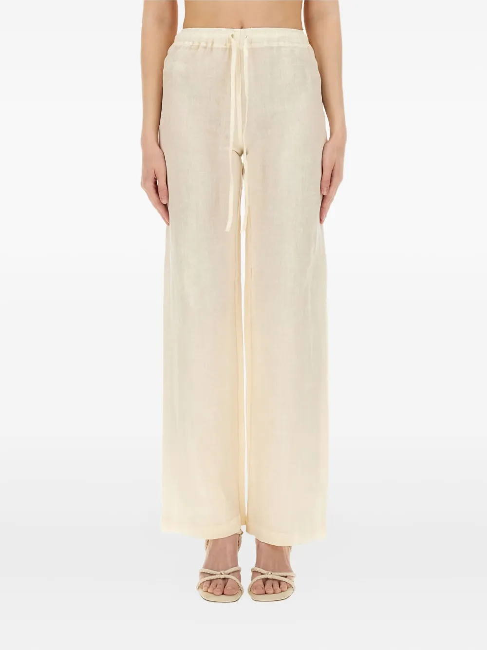 120% Lino drawstring linen trousers - ニュートラル 120% Lino drawstring linen trousers - ニュートラル