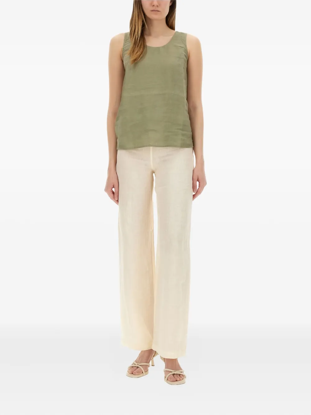 120% Lino Linnen broek Beige