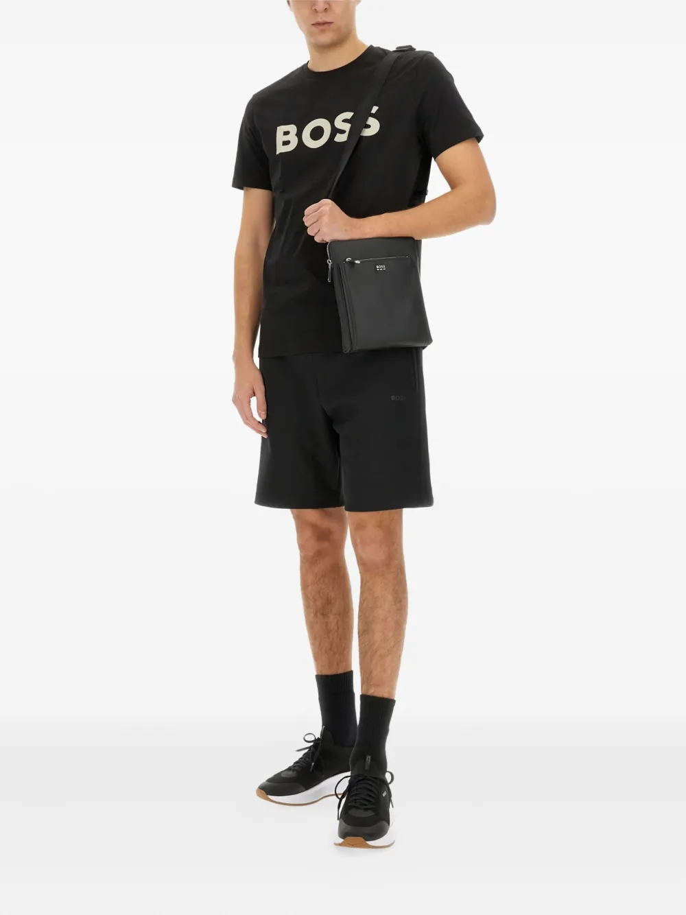 BOSS Trainingsshorts met trekkoordtaille Zwart