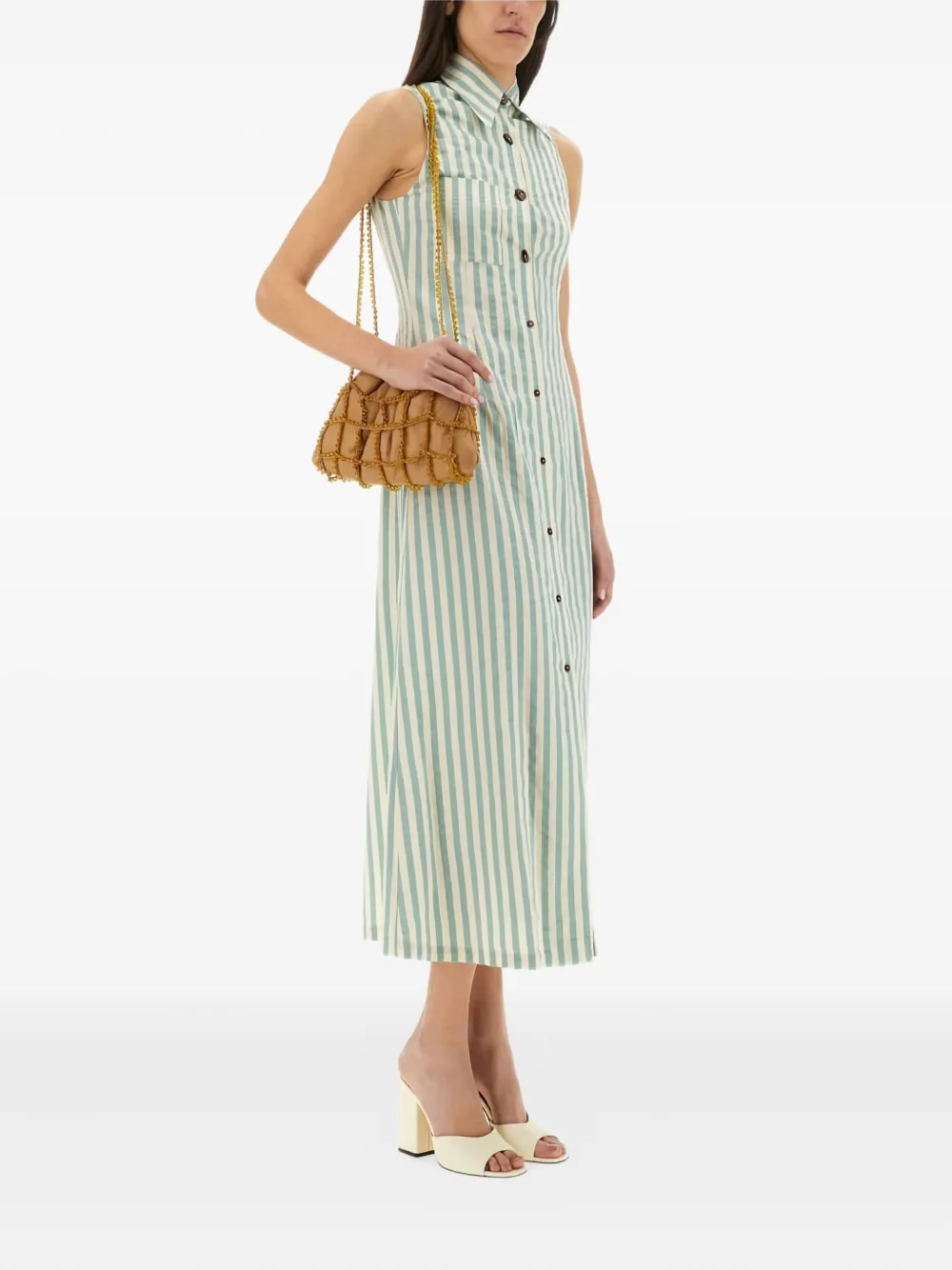 Alysi striped-pattern sleeveless midi dress Groen