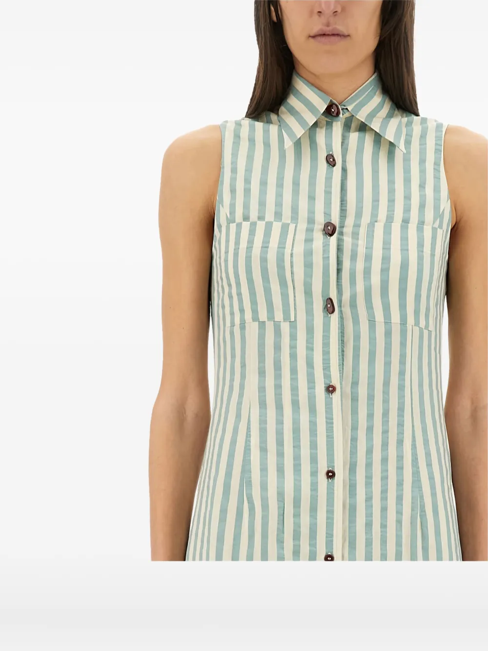Alysi striped-pattern sleeveless midi dress Groen
