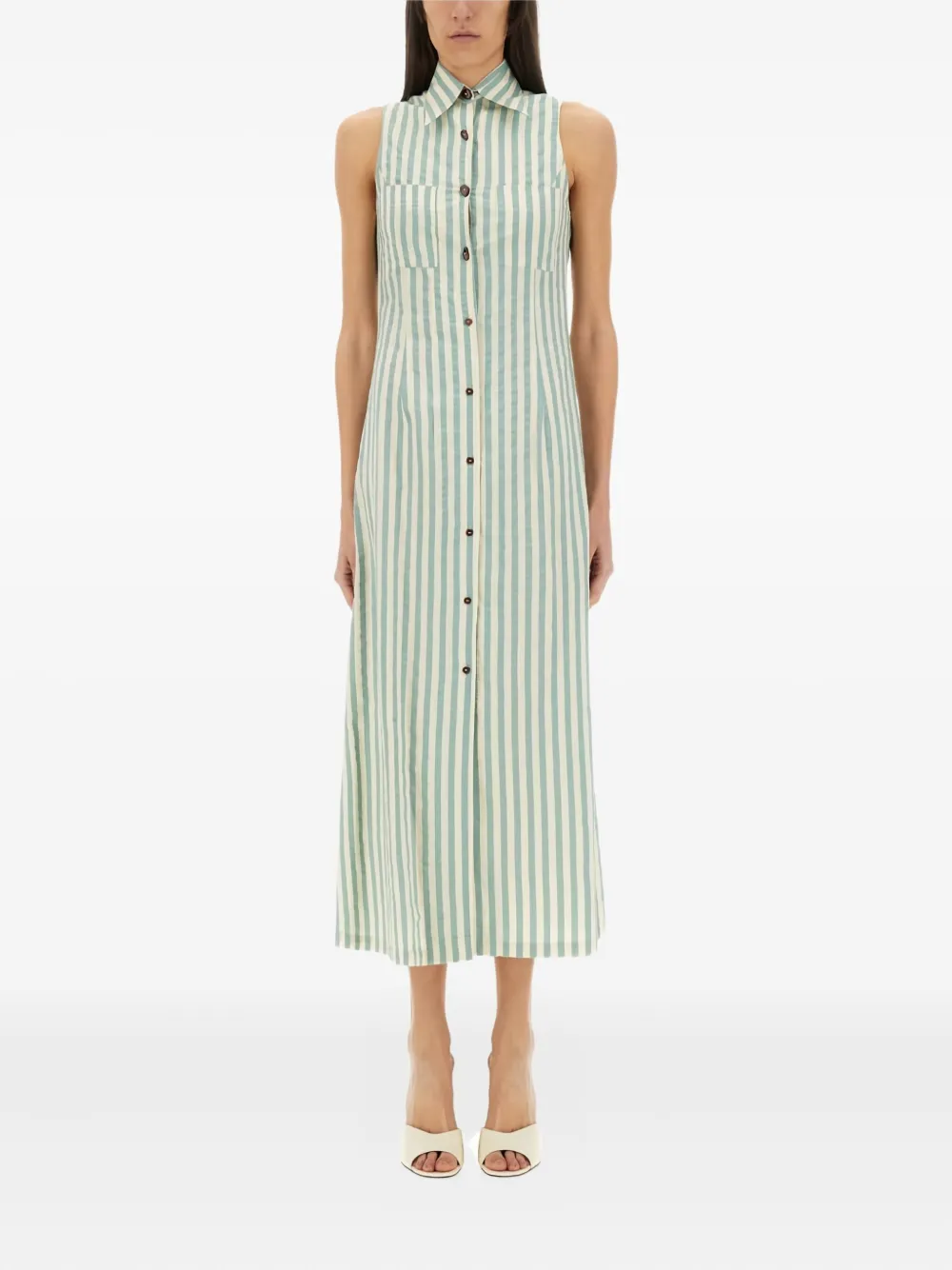 Alysi striped-pattern sleeveless midi dress Groen