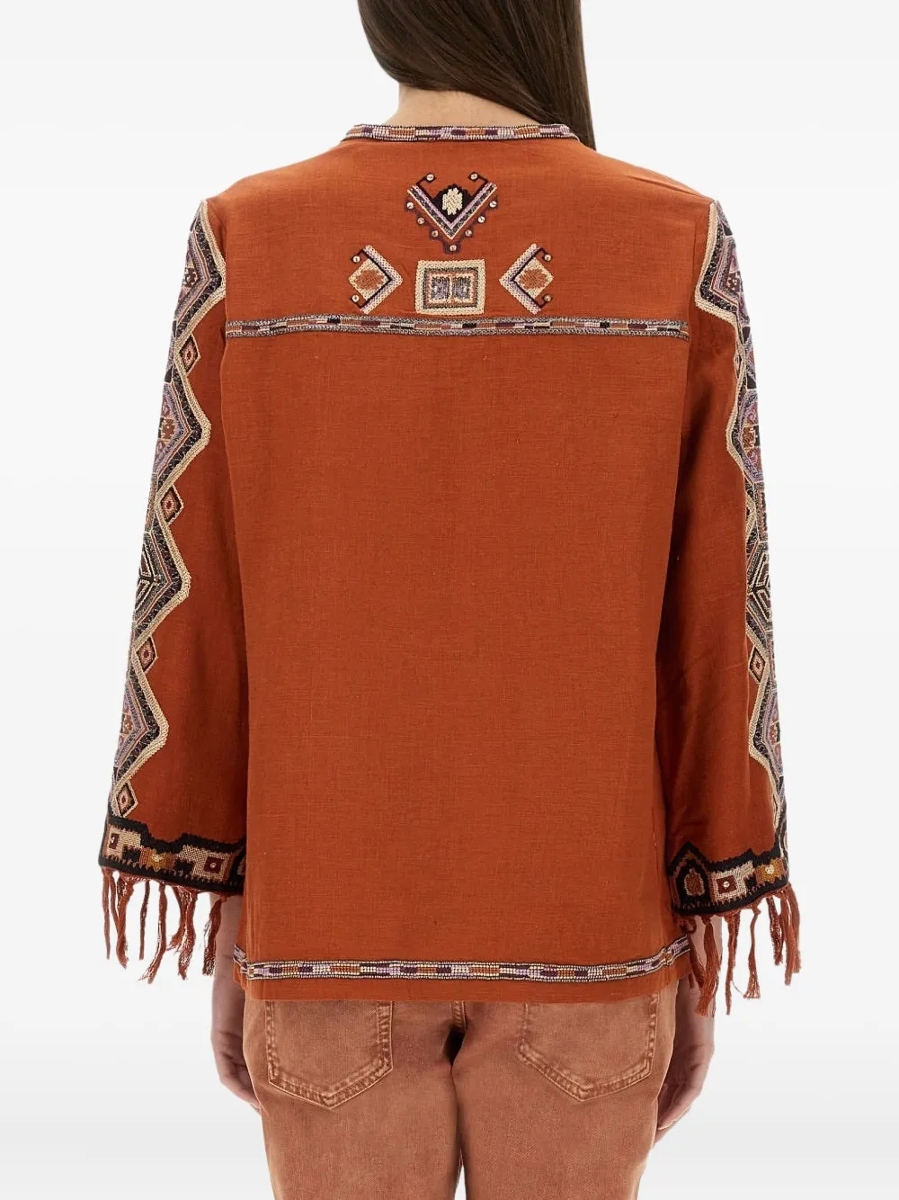 ISABEL MARANT Zelda top met geborduurde franje Bruin