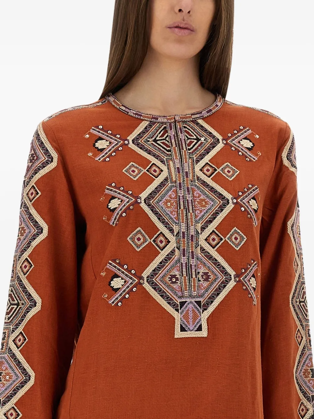 ISABEL MARANT Zelda top met geborduurde franje Bruin