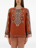ISABEL MARANT Zelda embroidered fringe top - Brown