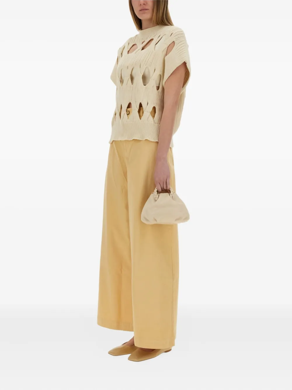 Alysi cut-out knit T-shirt Beige