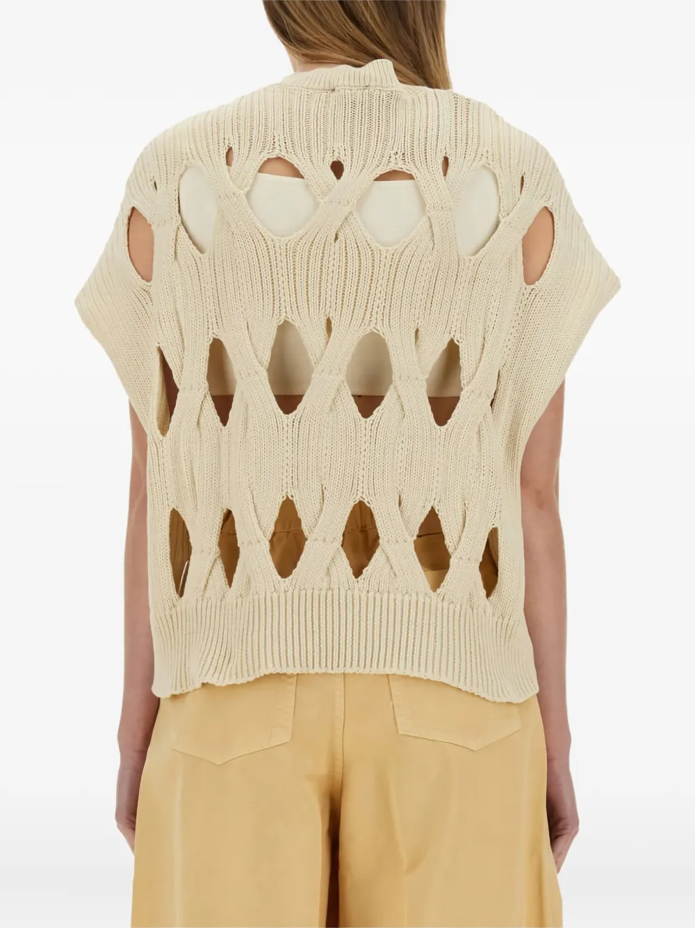 Alysi cut-out knit T-shirt Beige