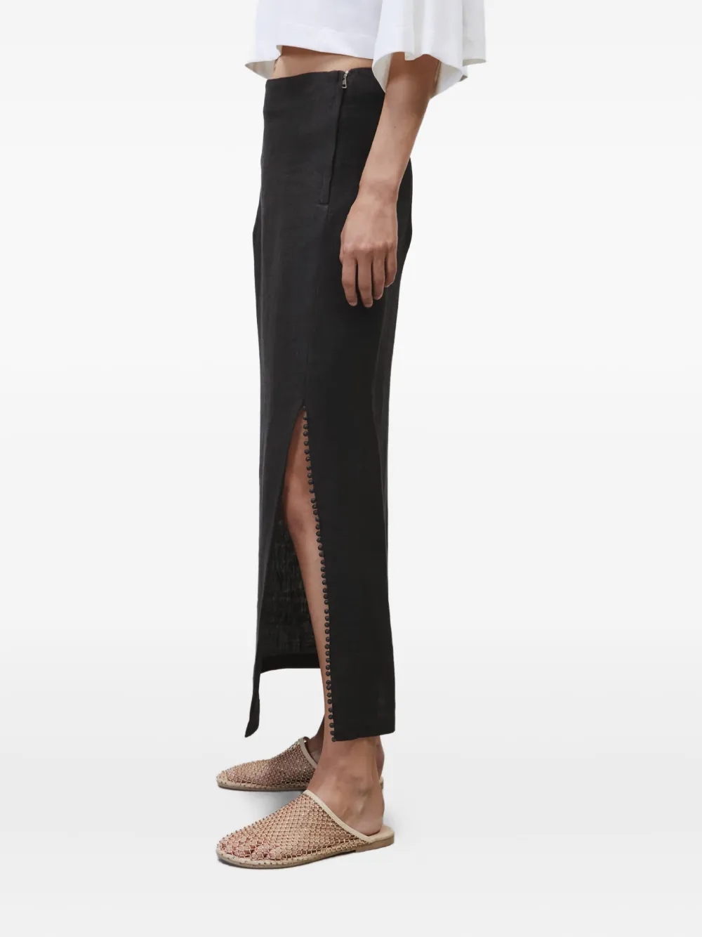 Alysi side-slit beaded skirt Grijs