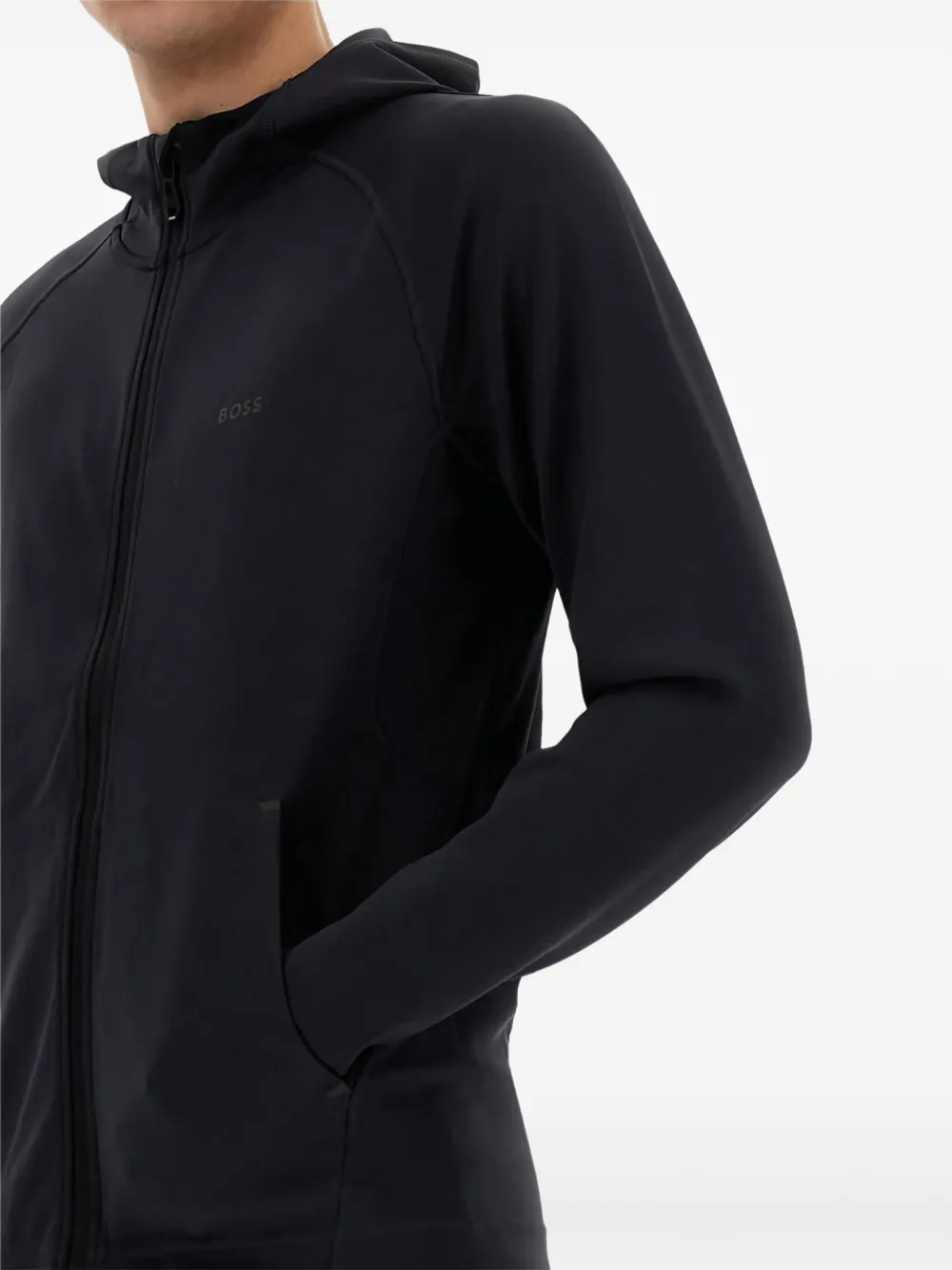 BOSS Hoodie met logodetail Zwart