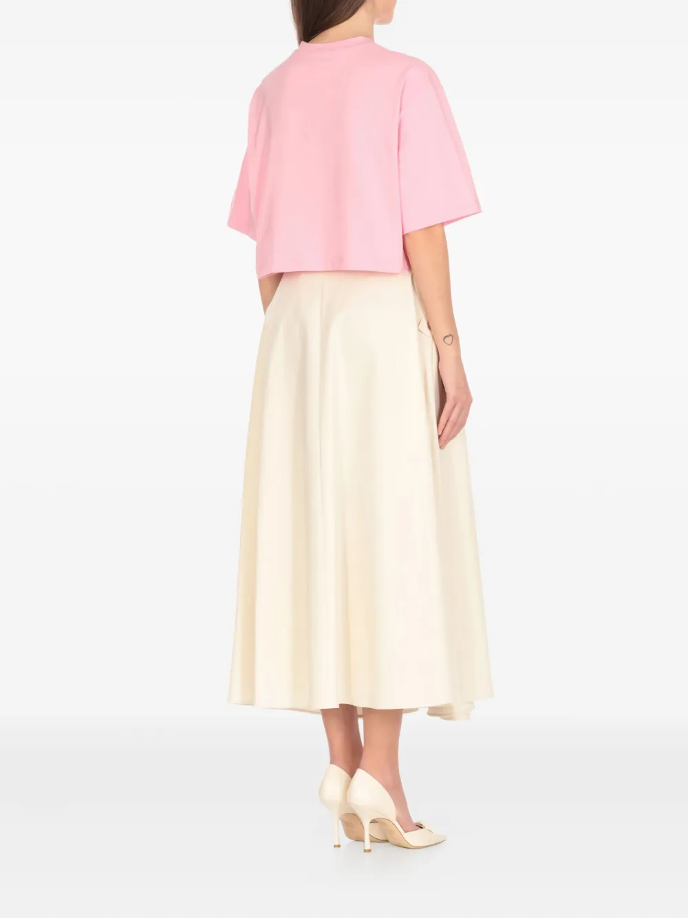 Msgm Logo-print Cropped T-shirt In Pink