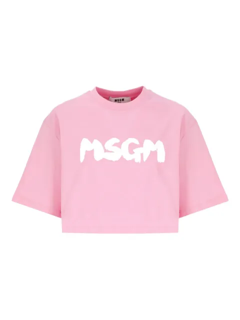 MSGM logo-print cropped t-shirt