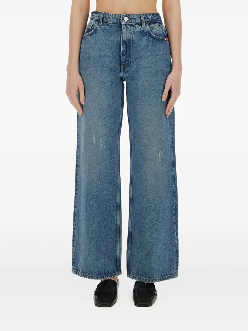 AMISH Gerafelde katoenen jeans Blauw