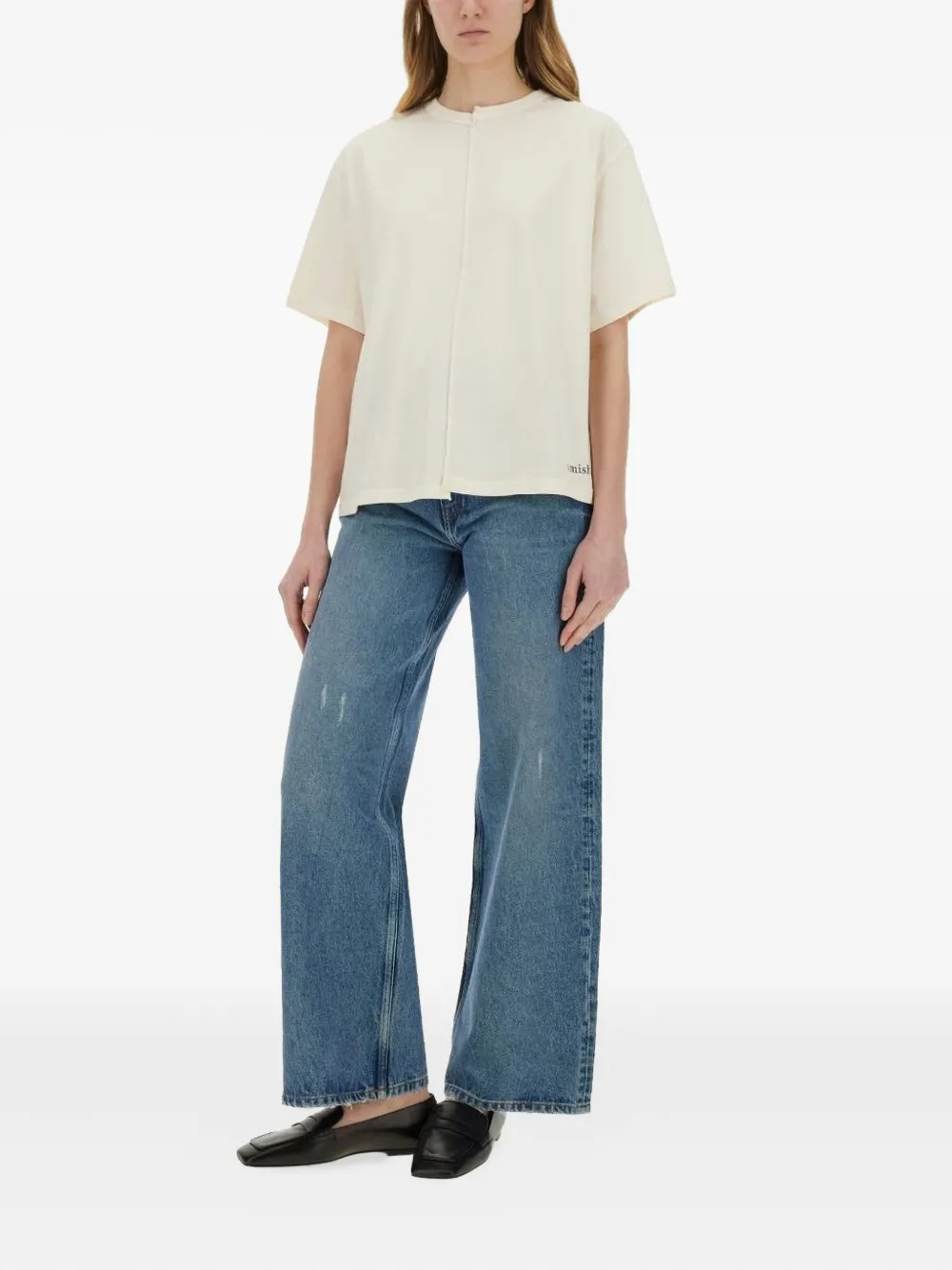 AMISH Gerafelde katoenen jeans Blauw