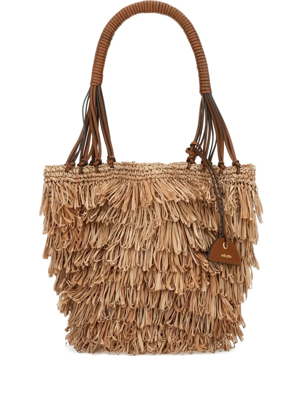 Miladia fringe-textured tote bag