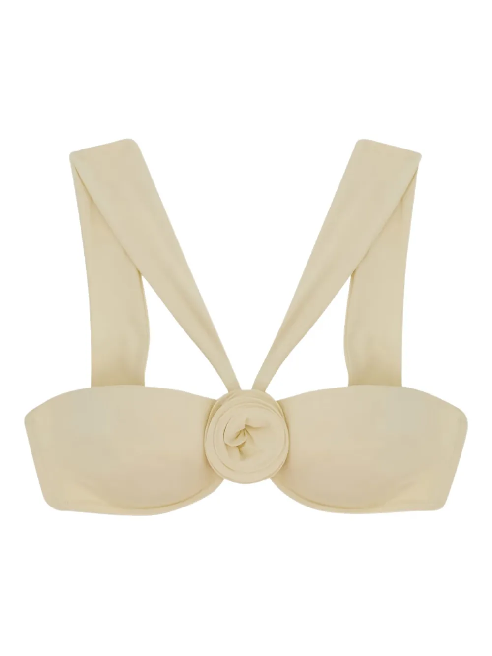 La Reveche embellished-rose bikini top Beige