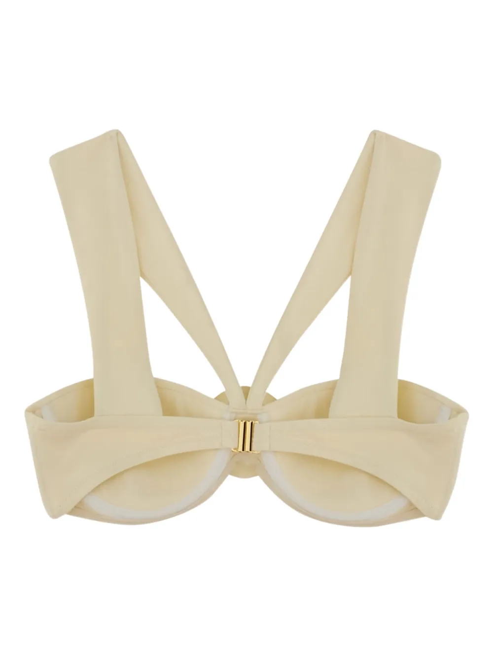 La Reveche embellished-rose bikini top Beige