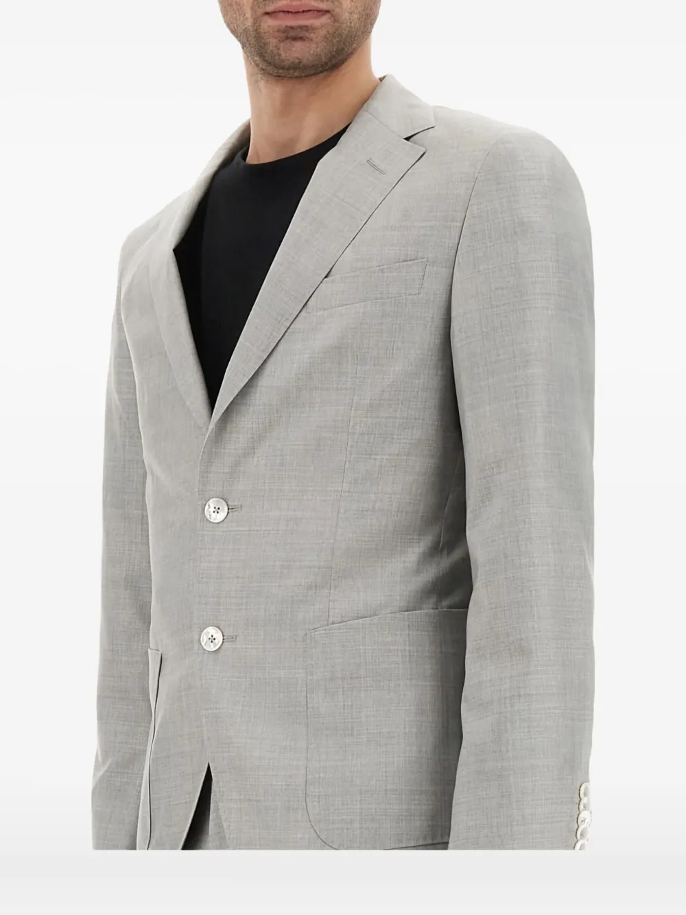 BOSS three-button wool-silk suit Grijs