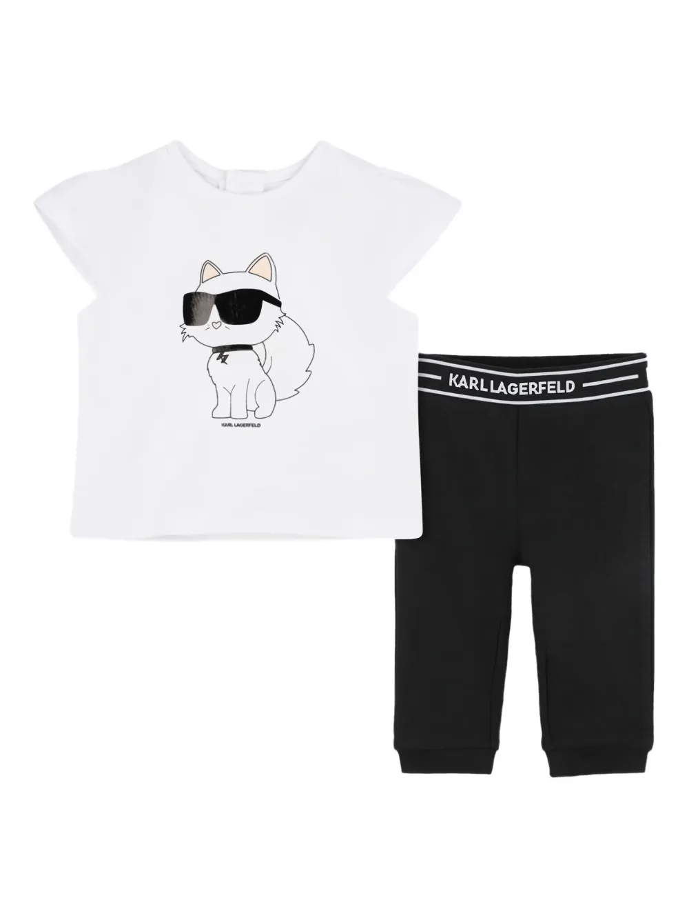 Karl Lagerfeld Kids Broekset met kattenprint Wit
