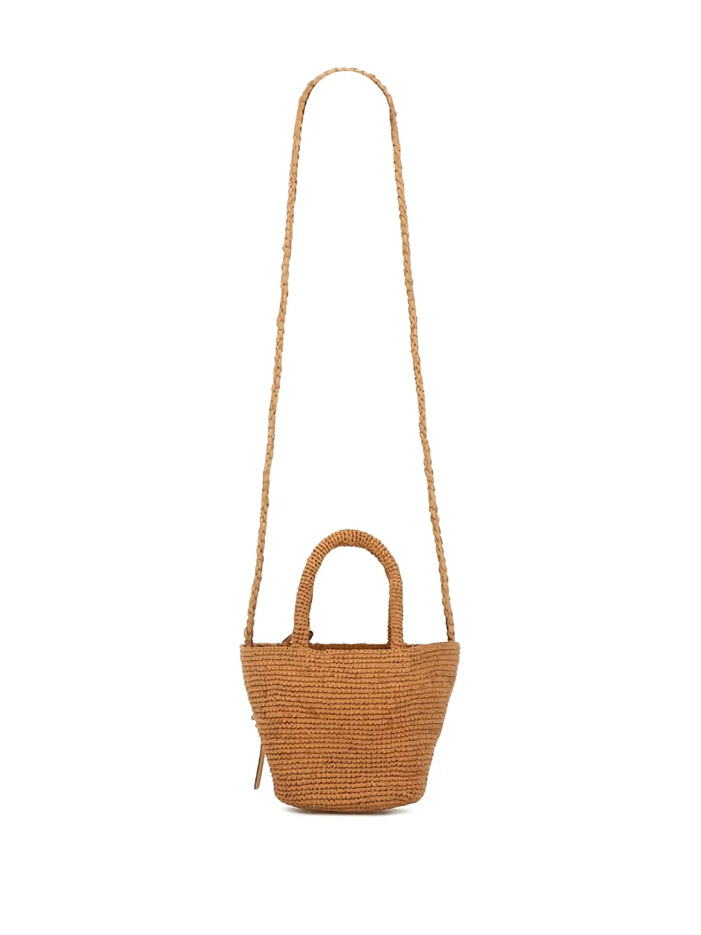 Manebi raffia leather-detail tote bag - Bruin