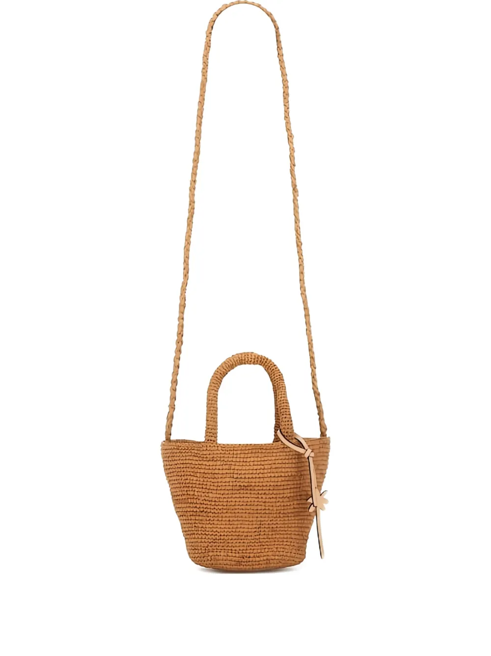 Manebi Raffia Leather-detail Tote Bag In Brown