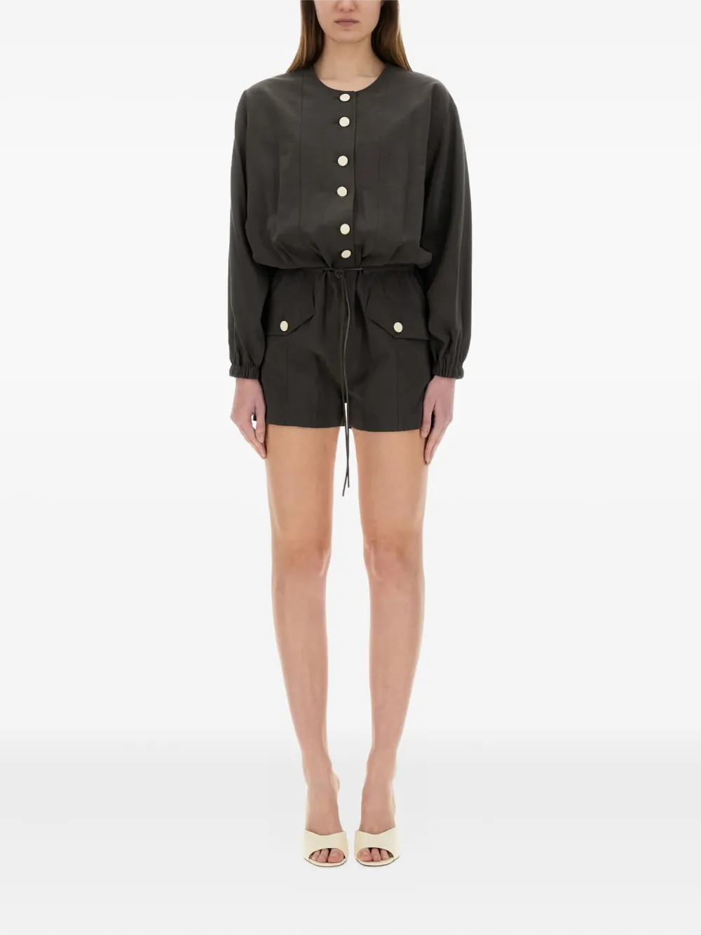 Alysi Buttoned-front Drawstring Playsuit