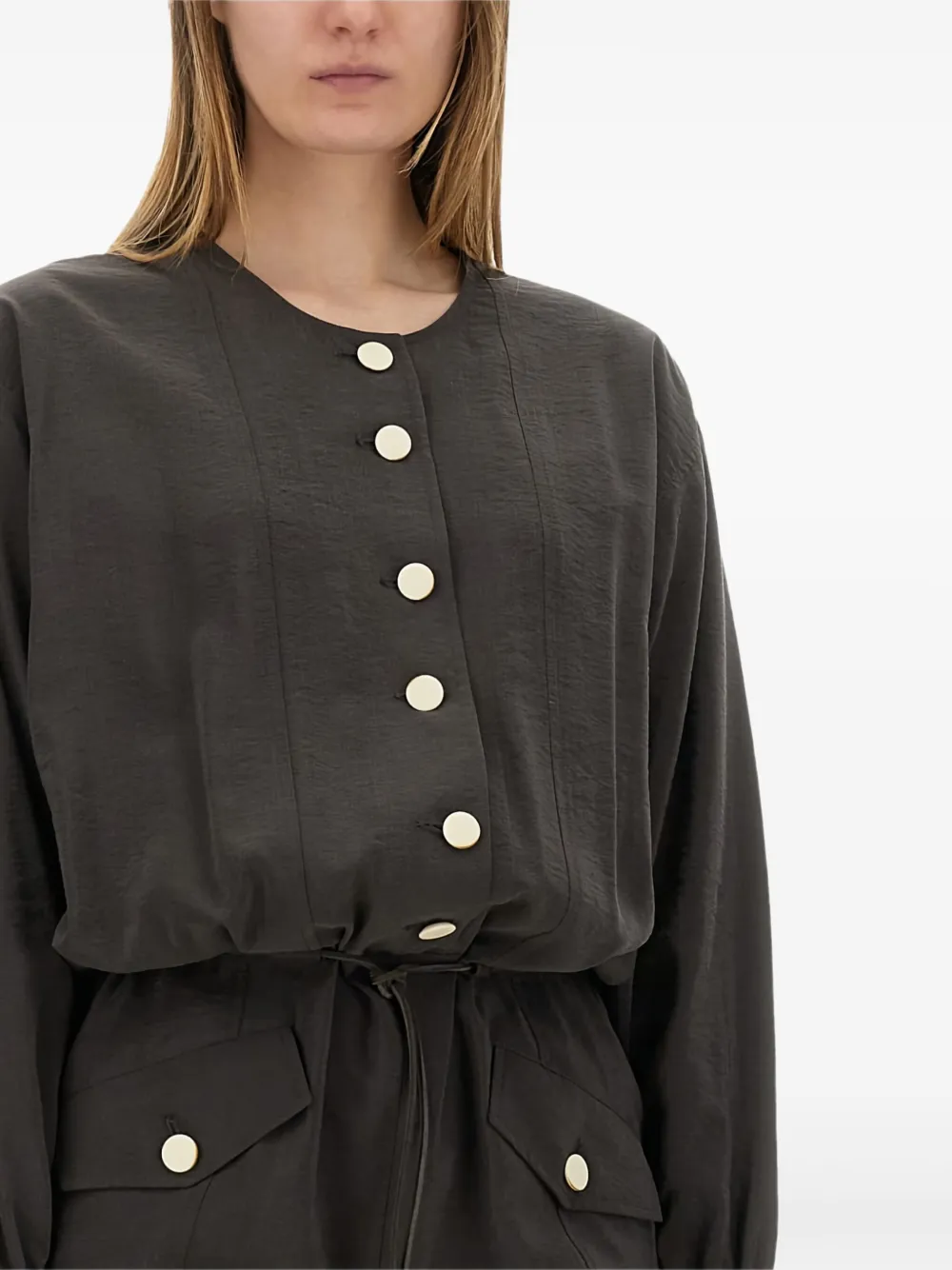 Alysi buttoned-front drawstring playsuit | Grey | Image 1