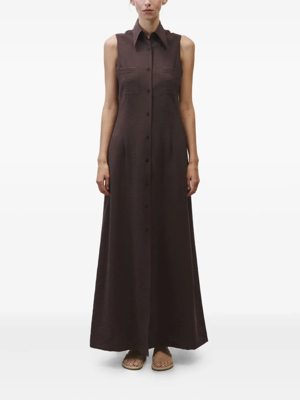 Alysi sleeveless button-fastening maxi dress Bruin