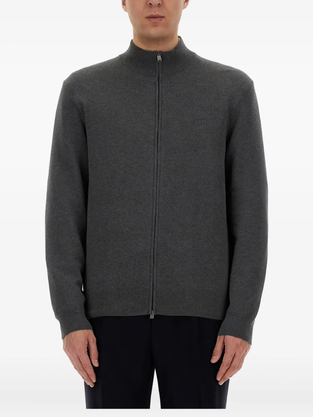 BOSS Katoenen vest met rits Grijs