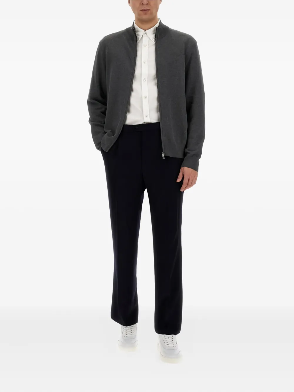 BOSS Katoenen vest met rits Grijs