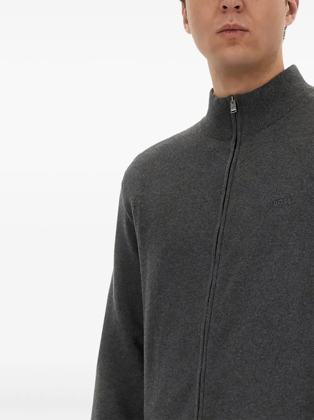 BOSS Katoenen vest met rits Grijs