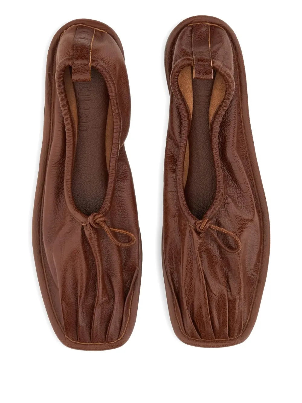 Hereu Puntera gathered leather ballet flats Brown