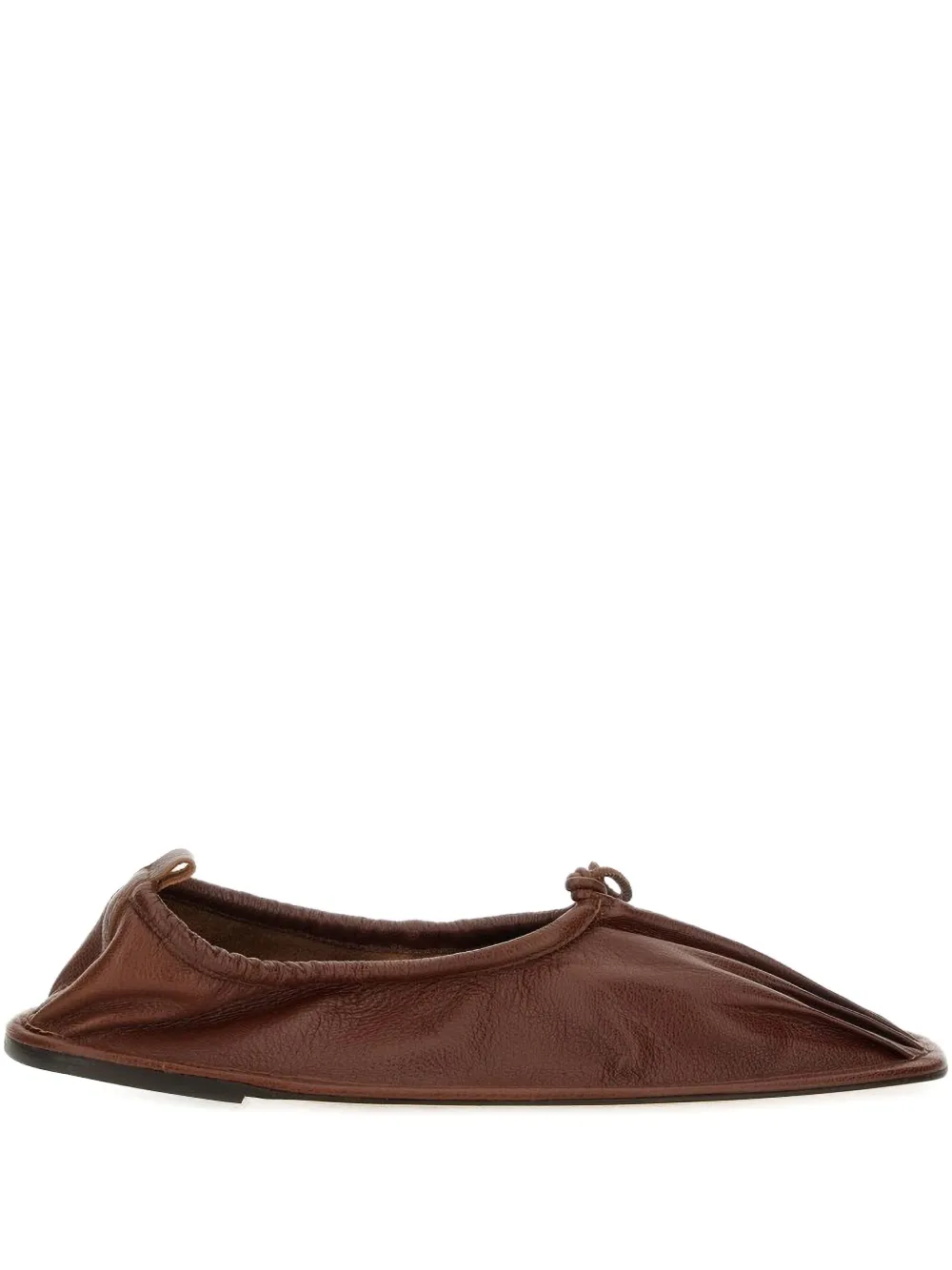 Hereu Puntera gathered leather ballet flats Brown