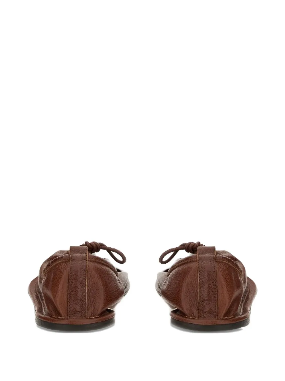 Hereu Puntera gathered leather ballet flats Brown