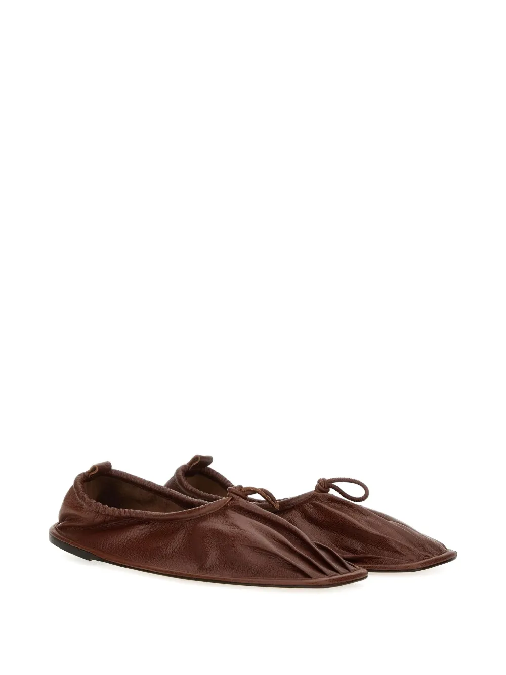 Hereu Puntera gathered leather ballet flats Brown