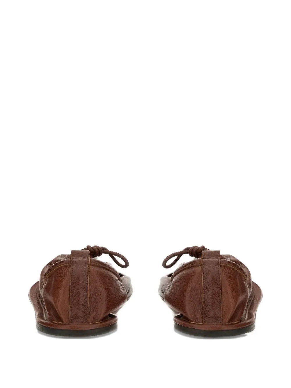 Hereu Puntera gesmockte leren ballerina's Bruin