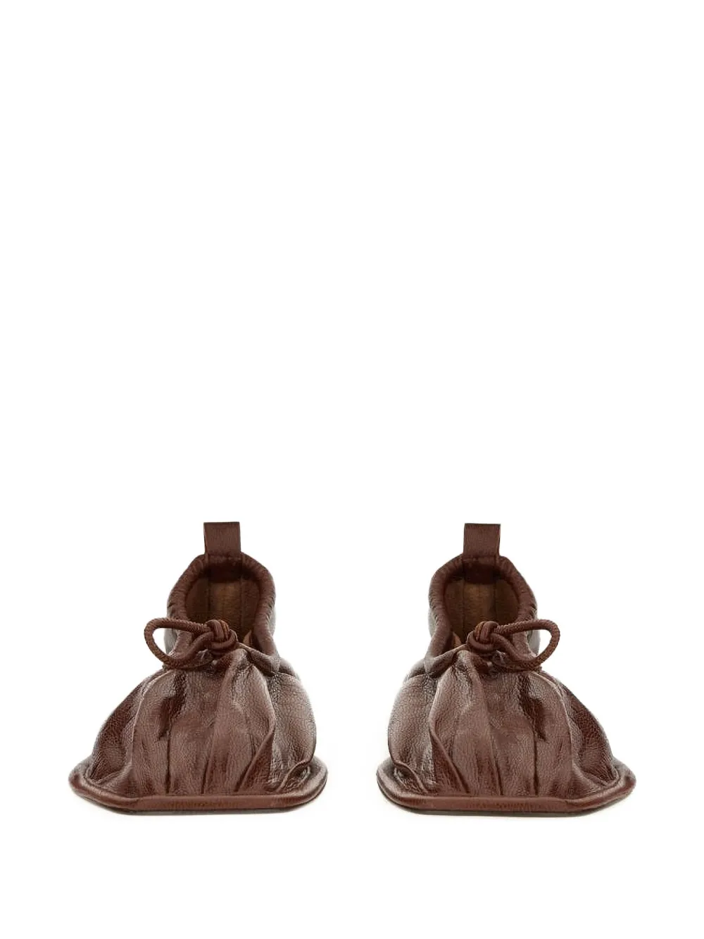 Hereu Puntera gesmockte leren ballerina's Bruin