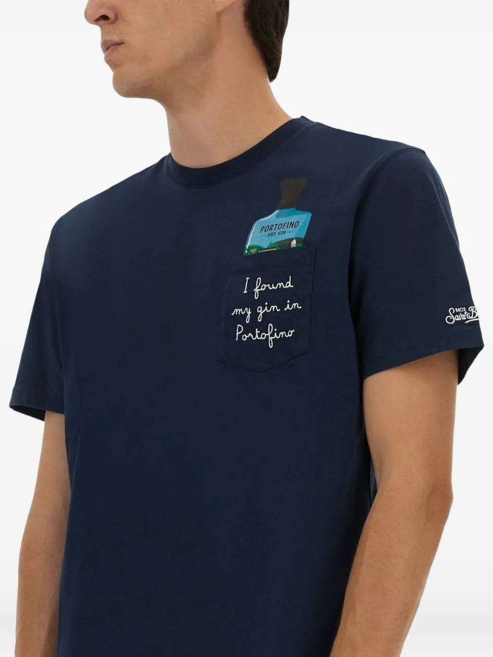 MC2 Saint Barth Austin T-shirt met geborduurde zak Blauw