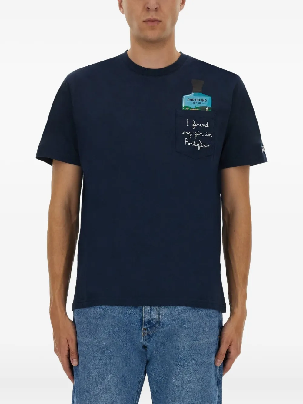 MC2 Saint Barth Austin T-shirt met geborduurde zak Blauw