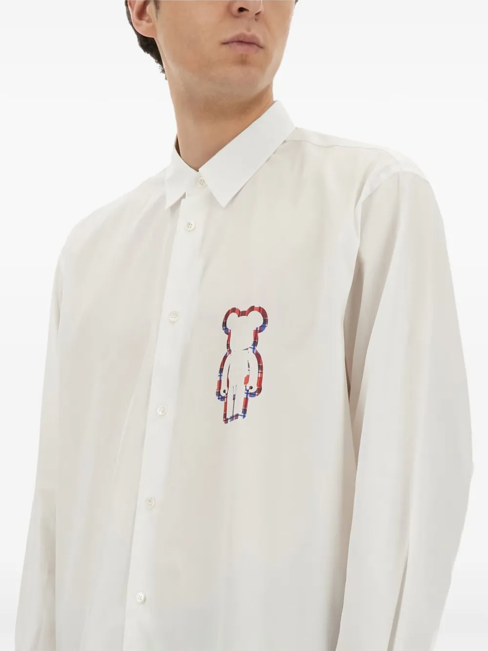 Comme Des Garçons Shirt x Medicom Toy logo-printed cotton shirt Wit