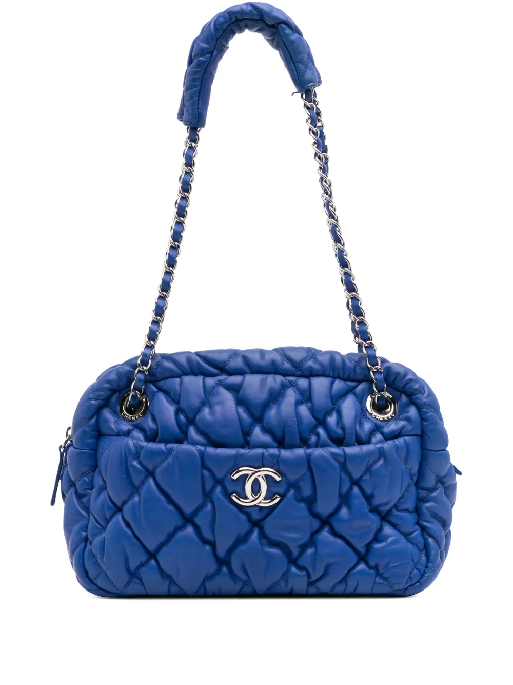 CHANEL Pre-Owned 2009-2010 Quilted Lambskin Bubble Quilt Camera shoulder bag | Blue | Image 1