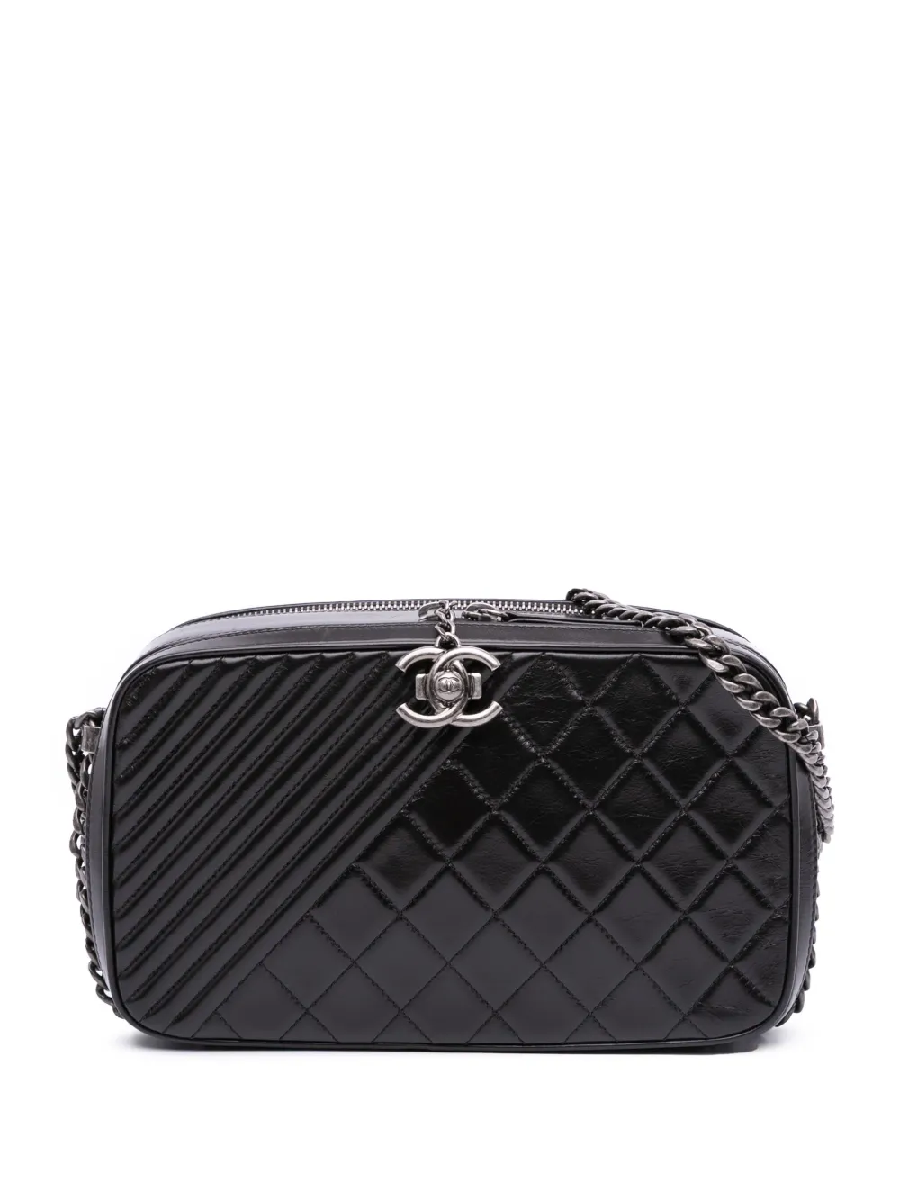 CHANEL Pre-Owned 2014-2015 Large Lambskin Coco Boy Camera Bag crossbody bag | Black | Image 1