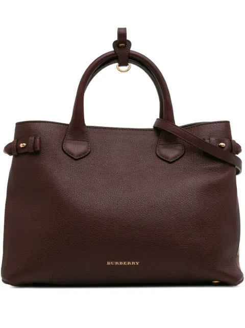 Burberry Pre-Owned شنطة 'بانر' جلد متوسطة بكاروهات هاوس وحمالة كتف 2000-2024