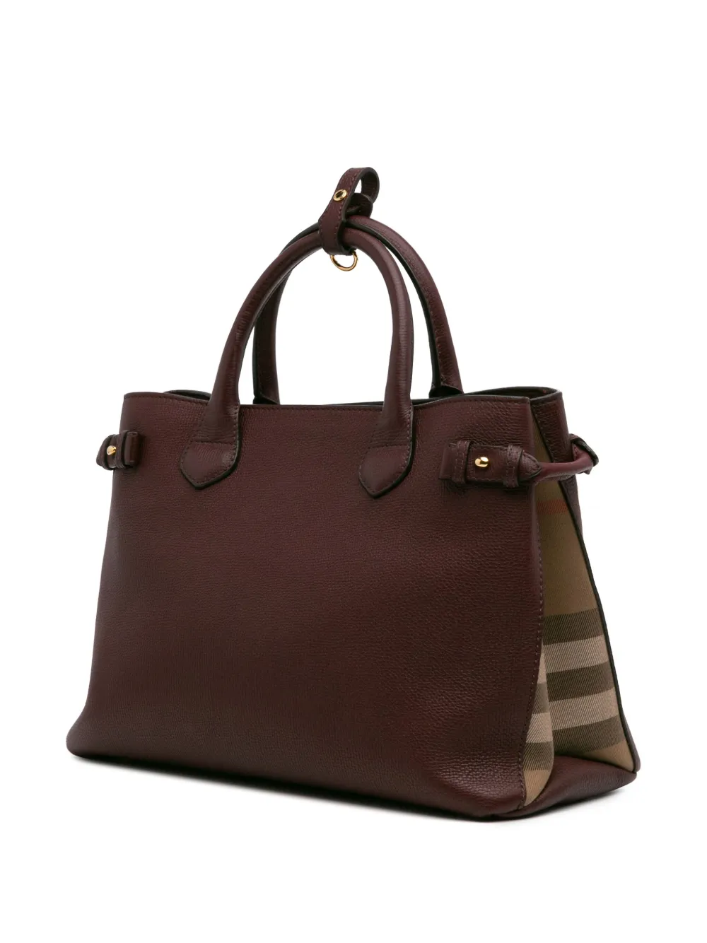 Pre-owned Burberry 2000-2024 Medium Leather And House Check Banner Satchel