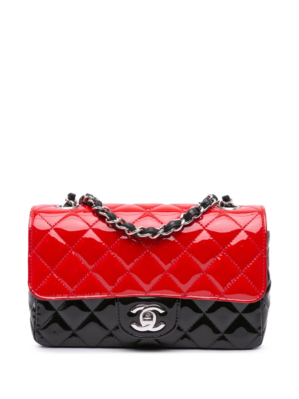 CHANEL Pre-Owned 2019 Mini Rectangular Bicolor Patent Single Flap crossbody bag | Black | Image 1