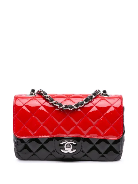 CHANEL Pre-Owned 2019 Mini Rectangular Bicolor Patent Single Flap crossbody bag