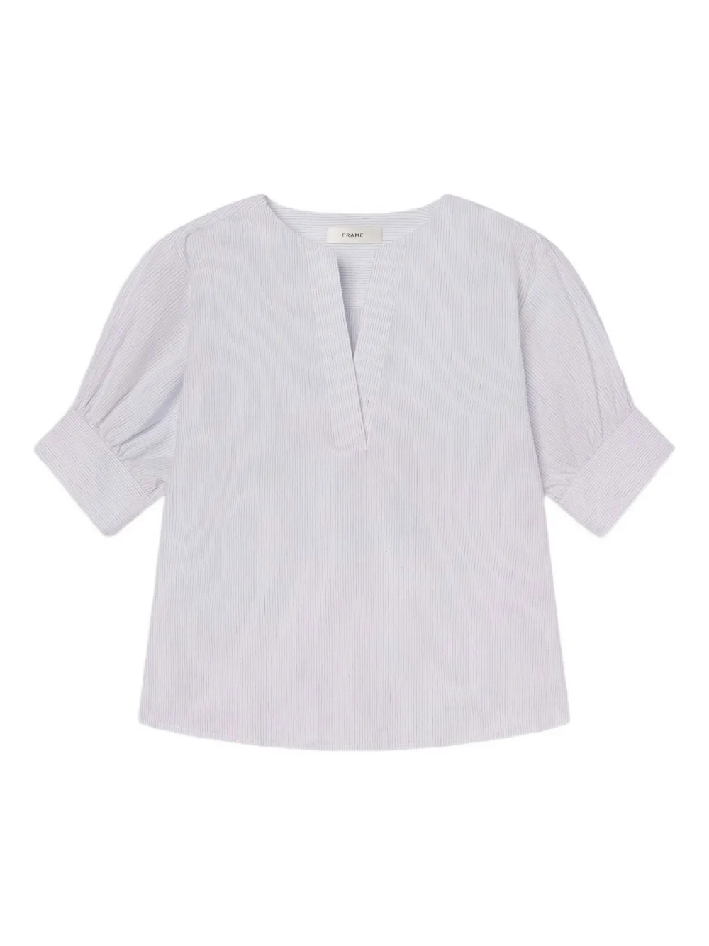 puff-sleeve striped top