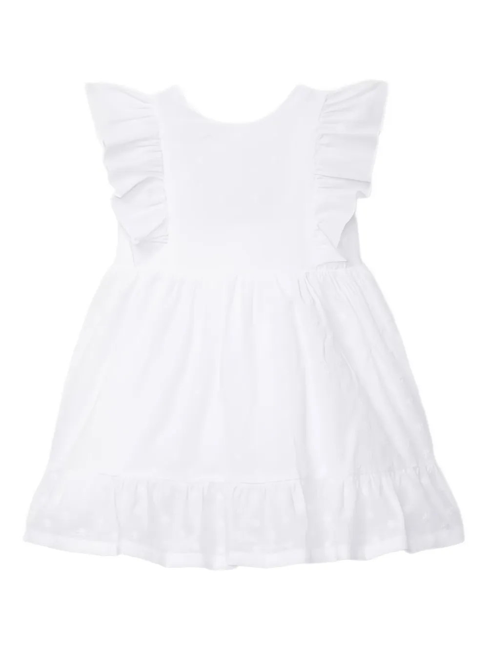 LARANJINHA vestido de algodóntejido de canalé con pliegues en la falda | blanco | Image 1