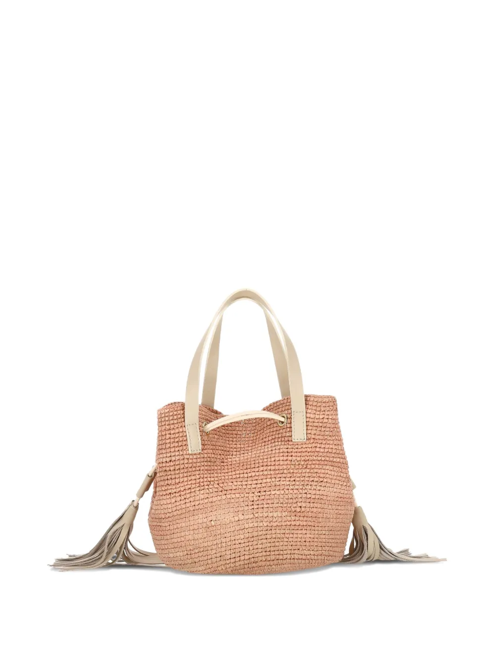 Catarzi logo-patch raffia tote bag - Roze