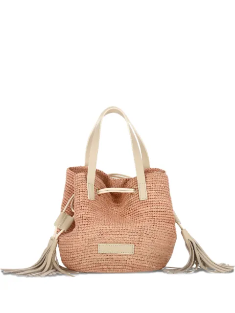 catarzi logo-patch raffia tote bag