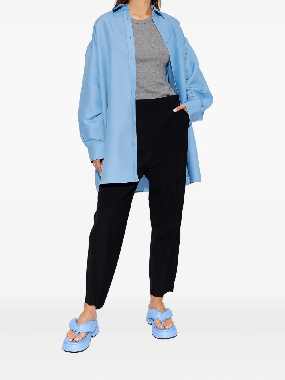 TOTEME high-waisted tapered trousers Zwart